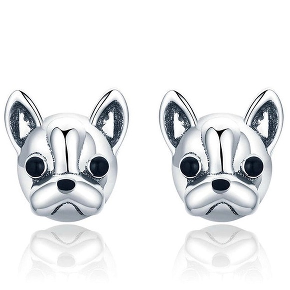Frenchie Bulldog Sterling Silver Earrings